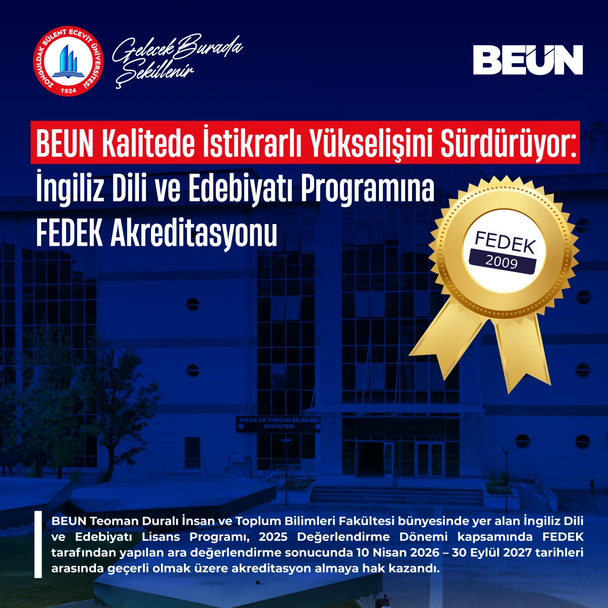 İngiliz Dili ve Edebiyatı Programına FEDEK Akreditasyonu