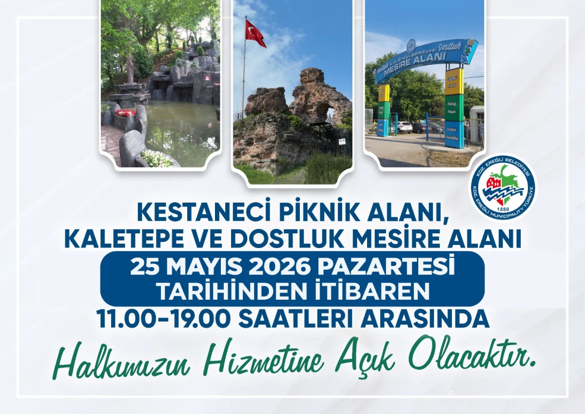 KALETEPE VE PİKNİK ALANLARI BAYRAM &Ouml;NCESİ A&Ccedil;ILACAK